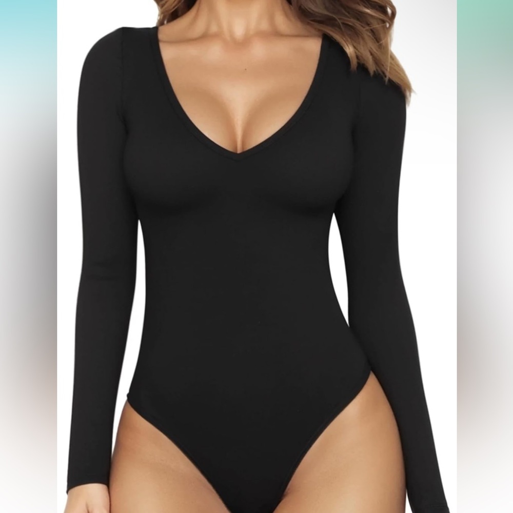 MANGOPOP Deep V Neck Long Sleeve Tops Medium for Women Clothing